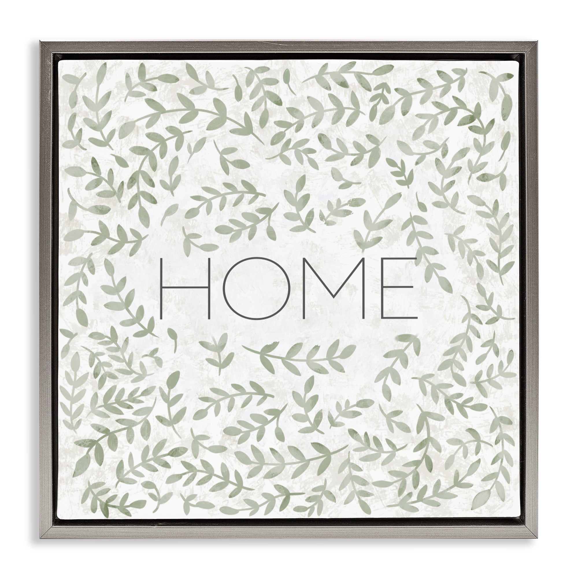 Stupell Industries Curved Ivy Sprigs Greenery Gray Framed Floater Canvas Wall Art, design by SD Graphics Studio
