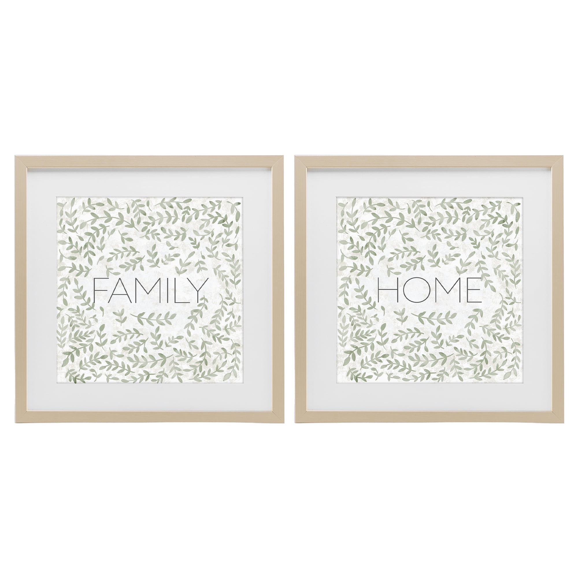 Stupell Industries Curved Ivy Sprigs Phrases 2 Piece Birch Framed Print Under Glass Set, design by SD Graphics Studio