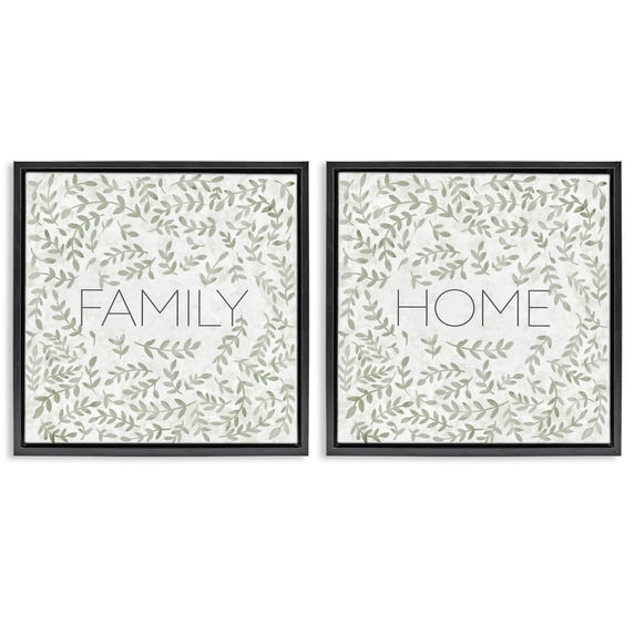 Stupell Industries Farmhouse Curved Ivy Sprigs Phrases Black 2pc Floating Frame Art Set, 18 x 18 each, by SD Graphics Studio
