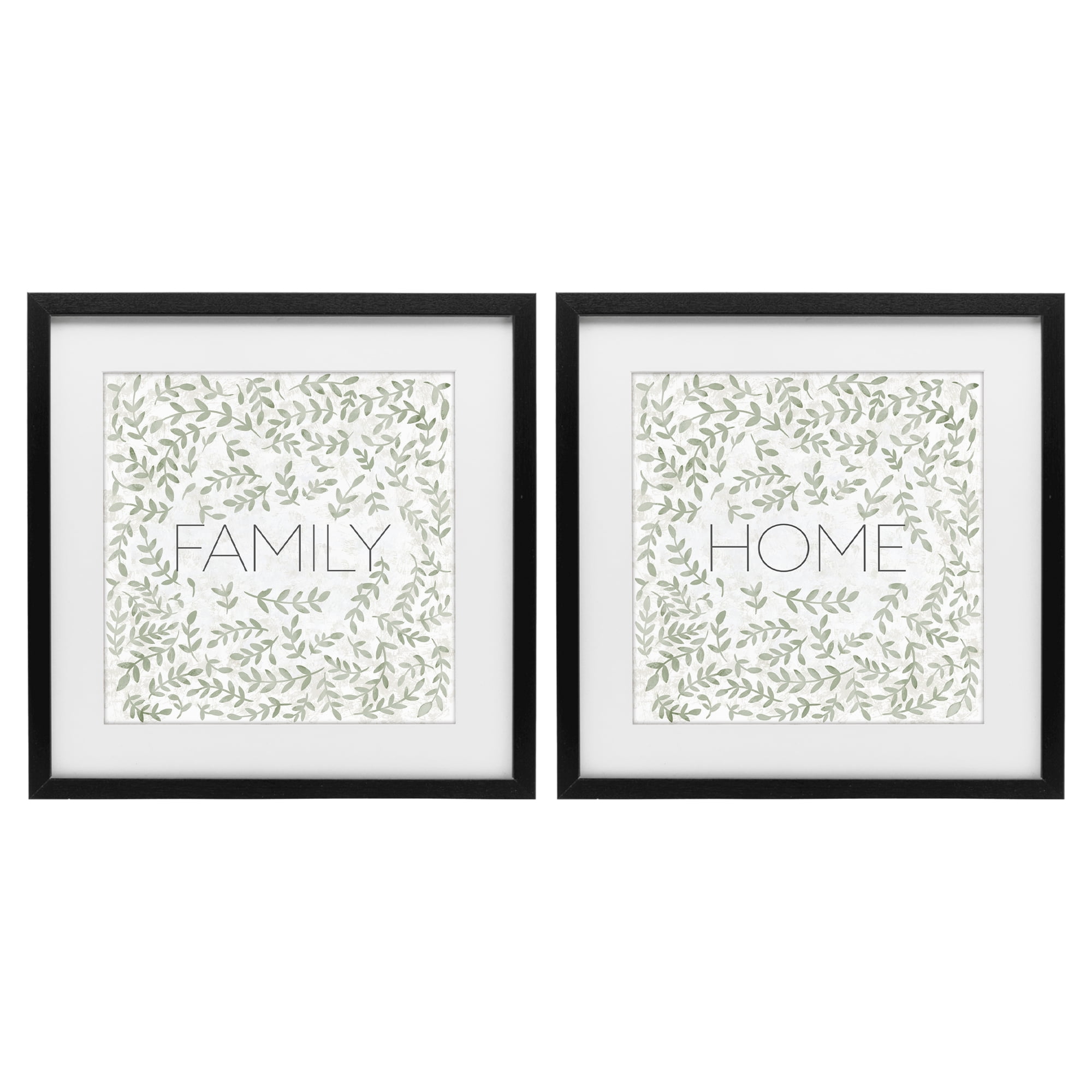 Stupell Industries Curved Ivy Sprigs Phrases 2 Piece Black Framed Print Under Glass Set, design by SD Graphics Studio