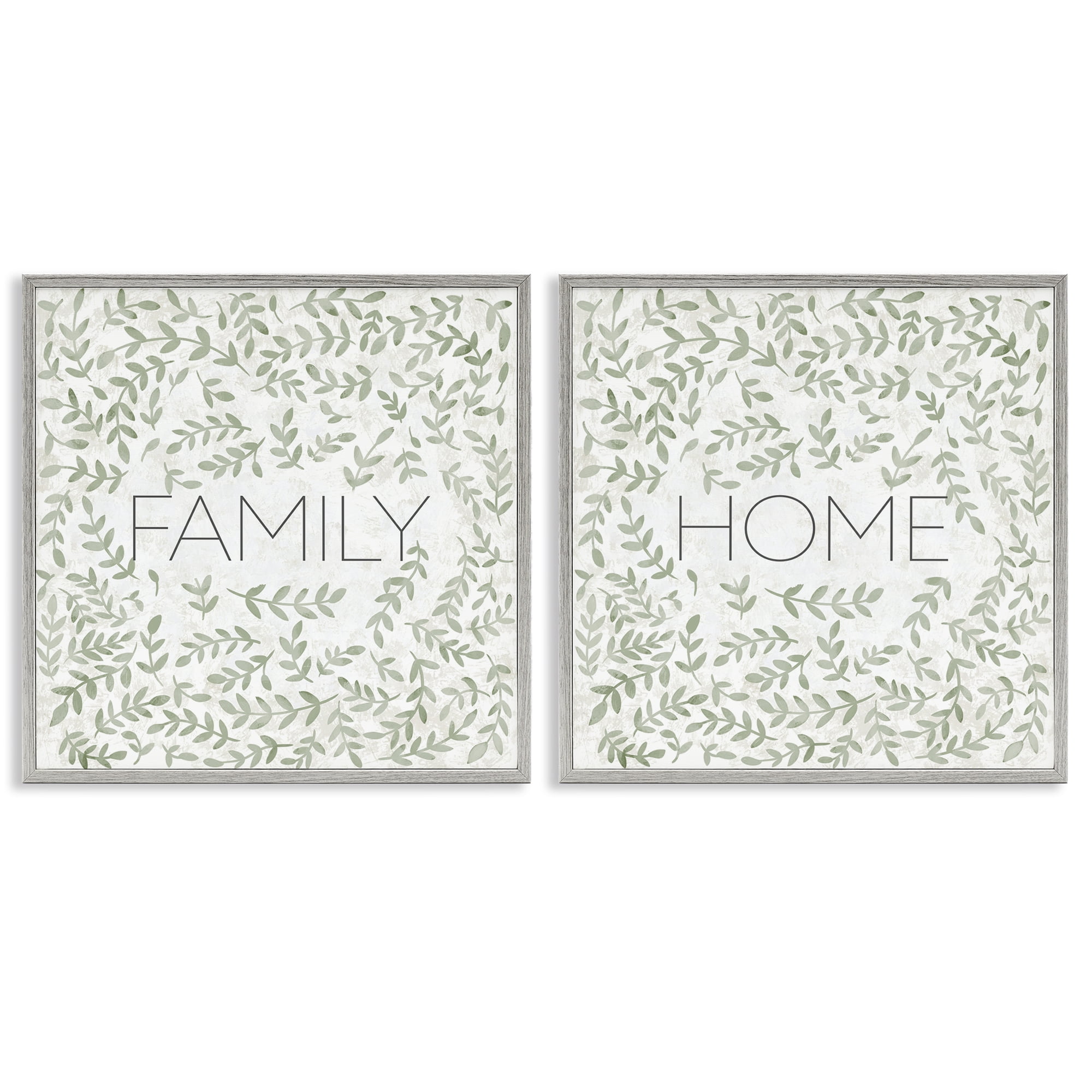 Stupell Industries Curved Ivy Sprigs Phrases 2 Piece Gray Framed Giclee Art Set, design by SD Graphics Studio