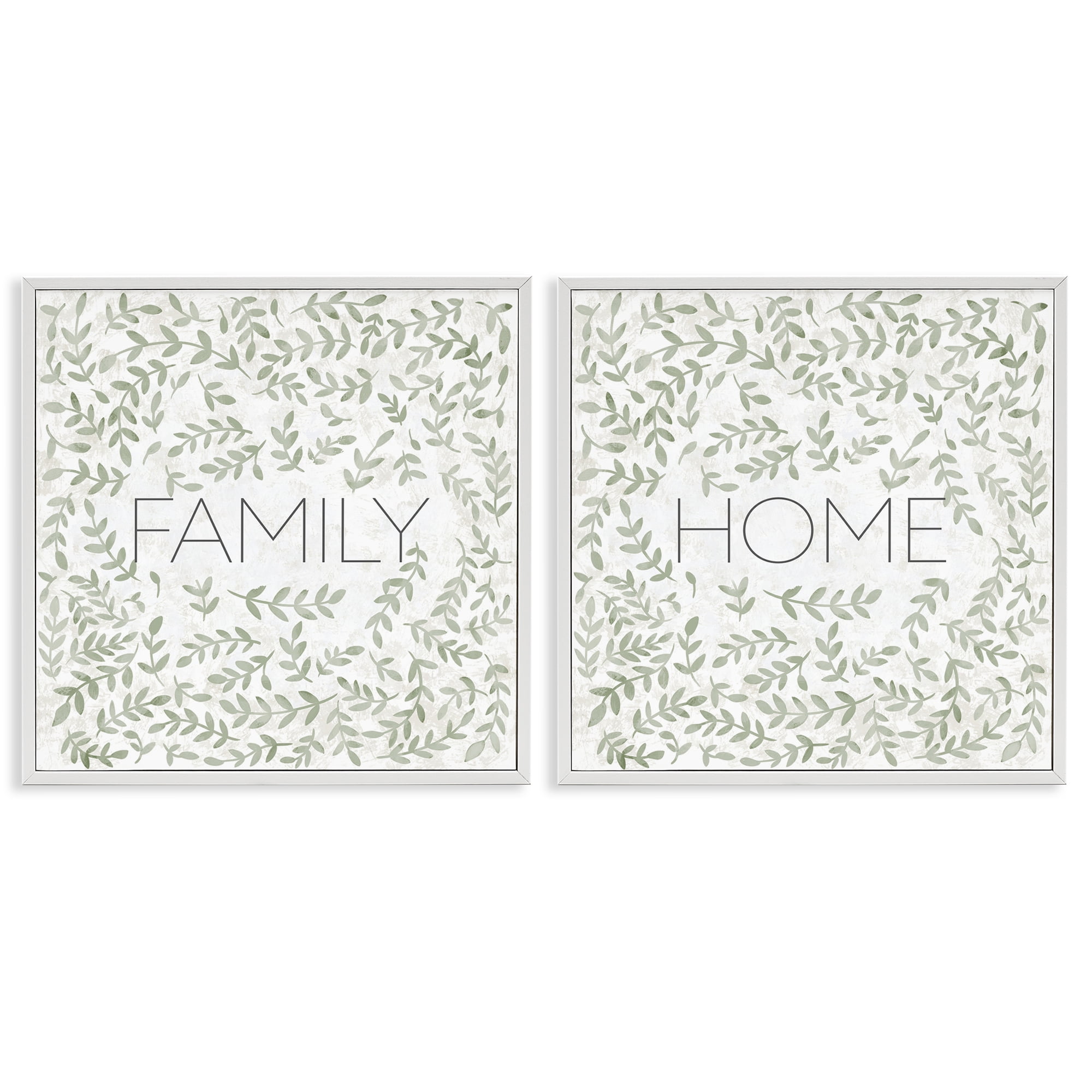 Stupell Industries Curved Ivy Sprigs Phrases 2 Piece White Framed Giclee Art Set, design by SD Graphics Studio