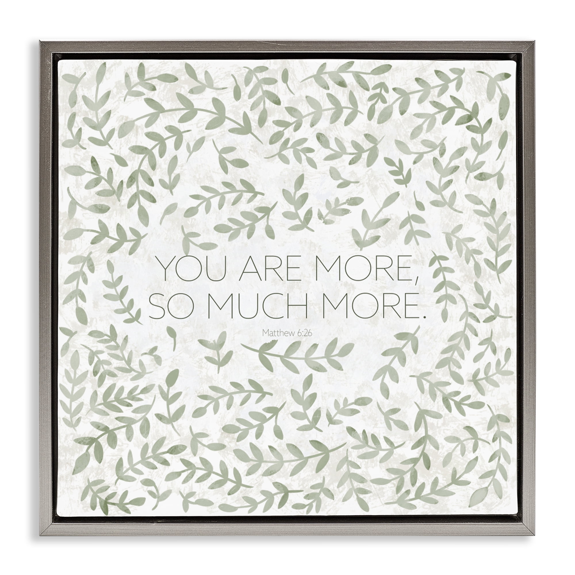 Stupell Industries Curved Ivy Sprigs Proverb Gray Framed Floater Canvas Wall Art, design by SD Graphics Studio