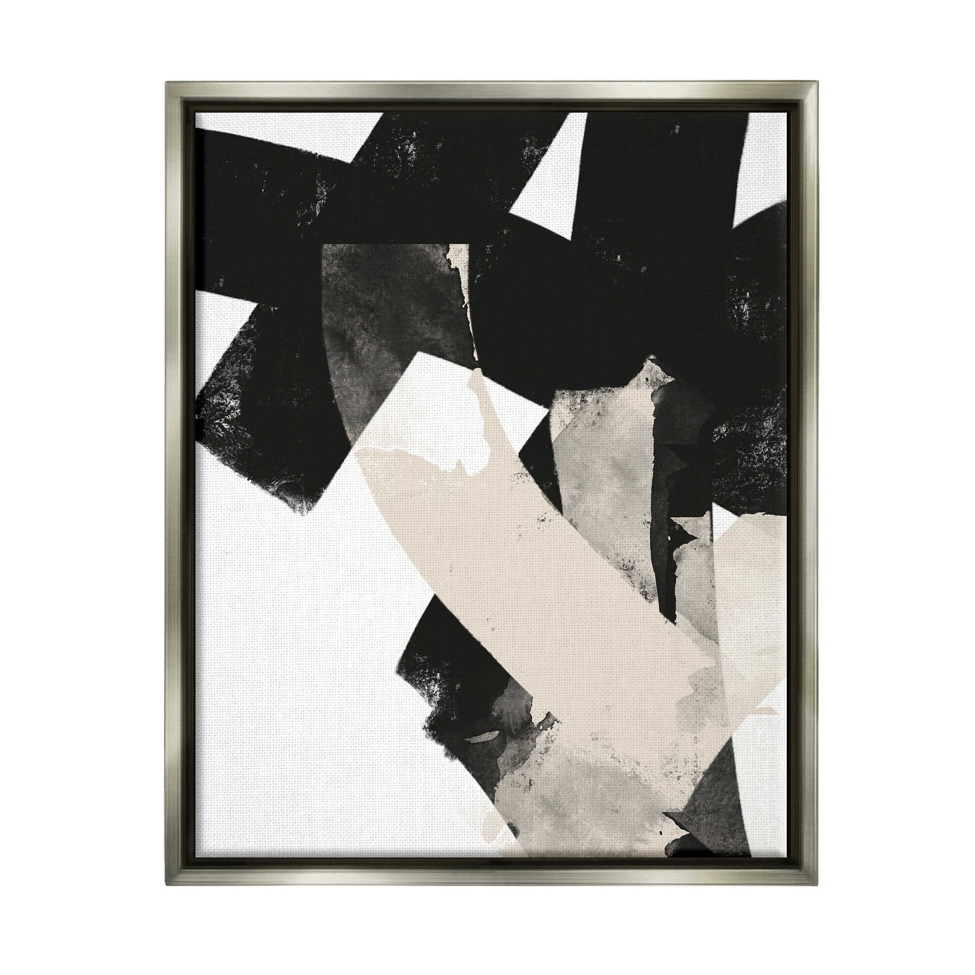 Stupell Industries Curved Layered Stripes Abstract Layered Brush Strokes Graphic Art Luster Gray Floating Framed Canvas Print Wall Art, Design by Brandon Wong