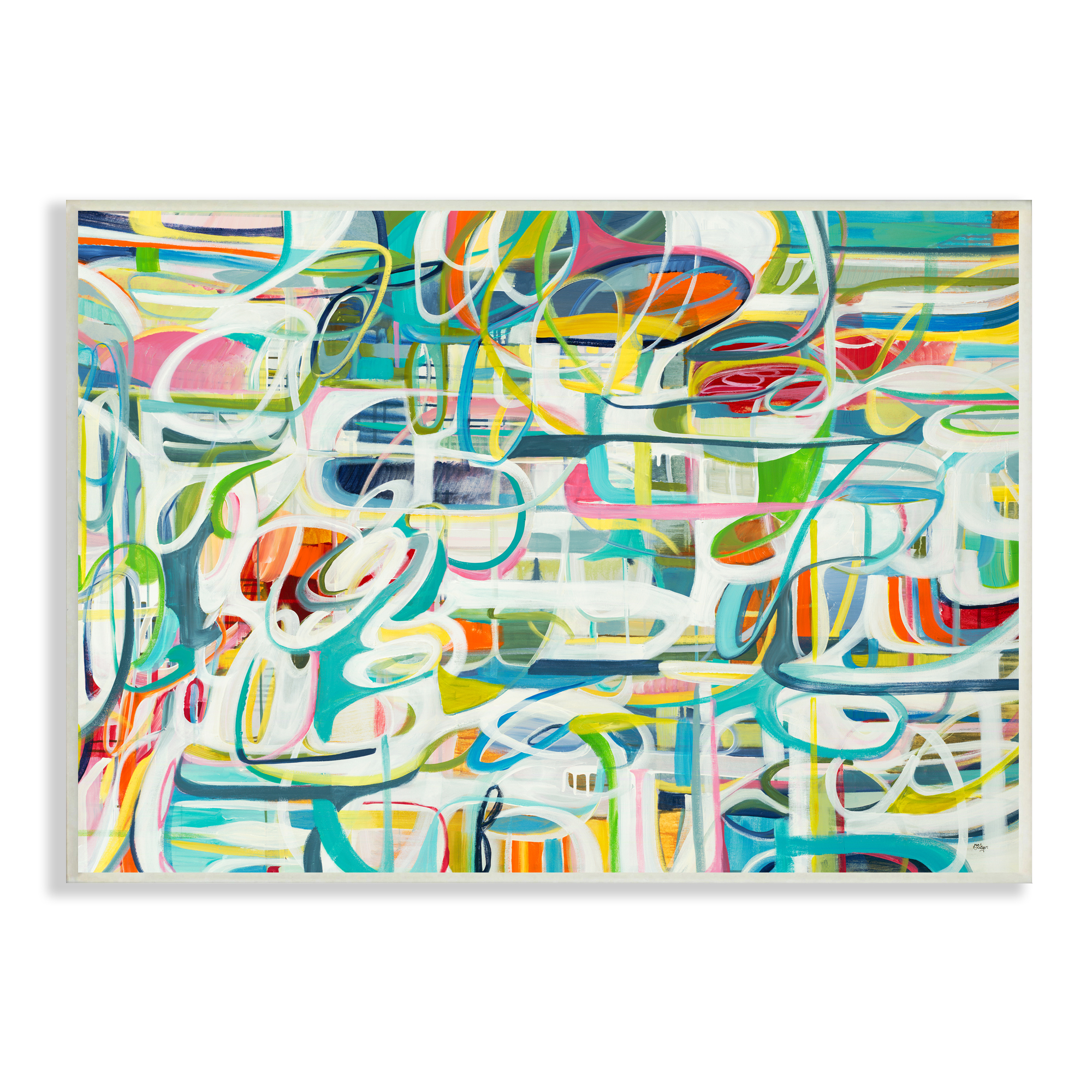 Stupell Industries Curved Line Chaos Lively Blue Green Abstract Movement, 10 x 15, Designed by Lisa Ridgers
