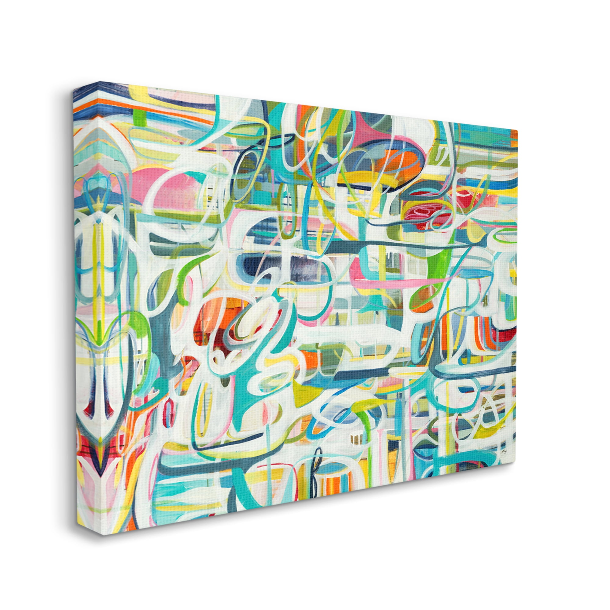 Stupell Industries Curved Line Chaos Lively Blue Green Abstract Movement, 16 x 20, Designed by Lisa Ridgers