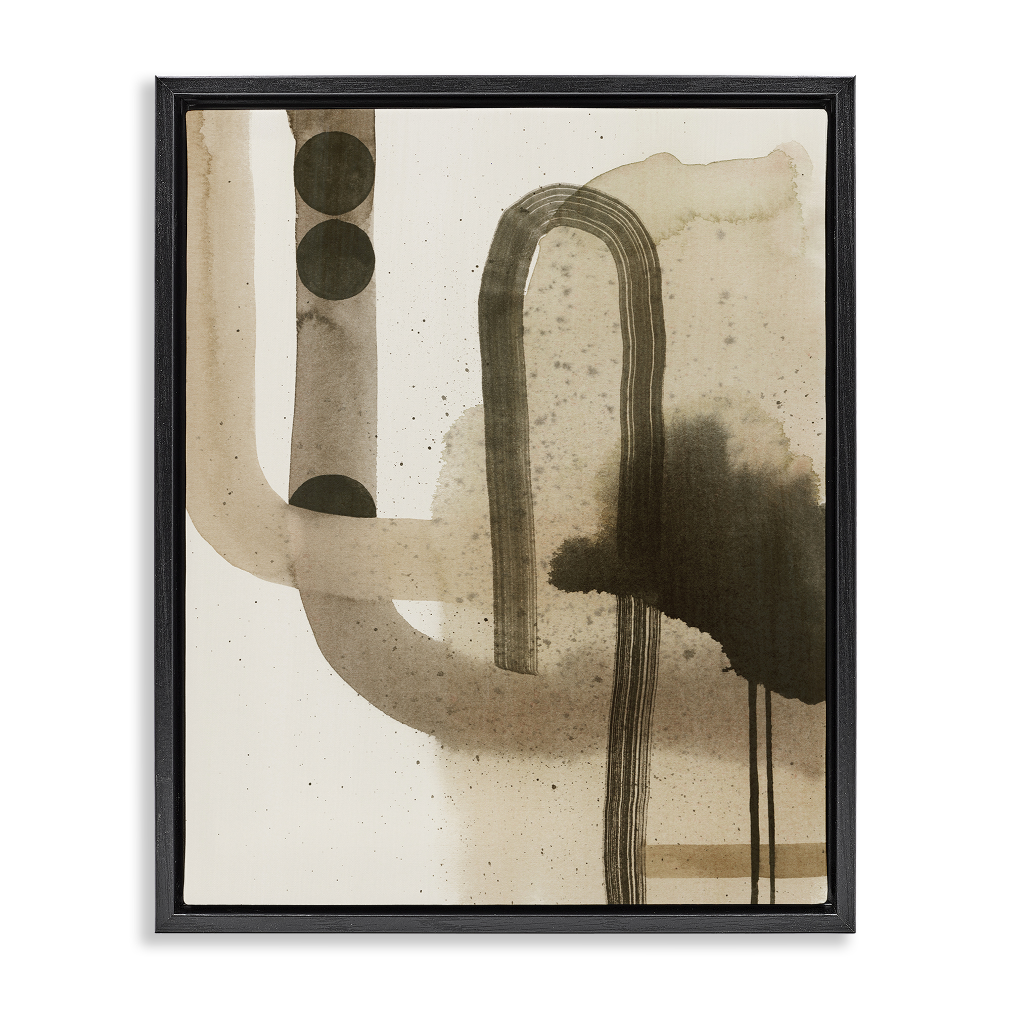 Stupell Industries Curved Neutral Arches Abstract Painting Black Floater Framed Canvas Art Print Wall Art, 17 x 21