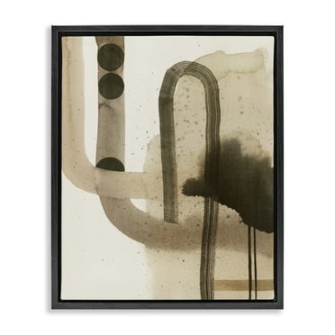 Stupell Industries Curved Neutral Arches Abstract Painting Black Floater Framed Canvas Art Print Wall Art, 17 x 21