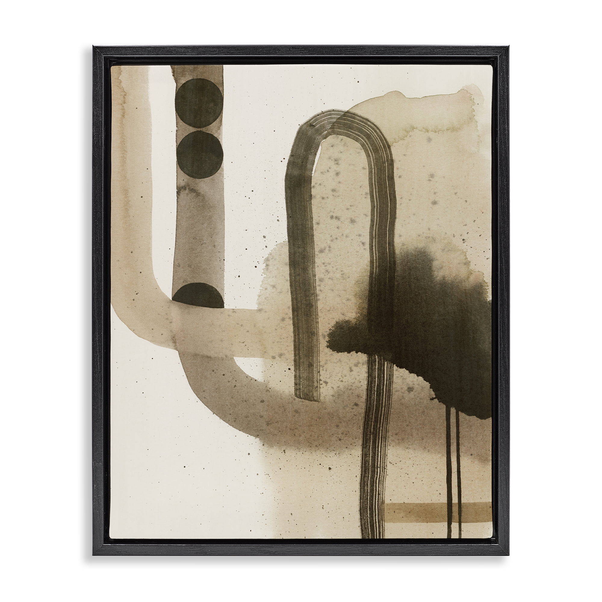 Stupell Industries Curved Neutral Arches Abstract Painting Black Floater Framed Canvas Art Print Wall Art, 25 x 31