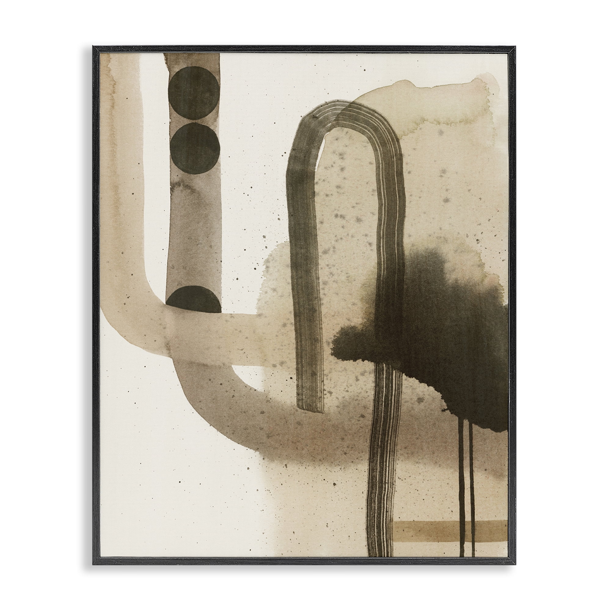 Stupell Industries Curved Neutral Arches Abstract Painting Black Framed Art Print Wall Art, 24 x 30
