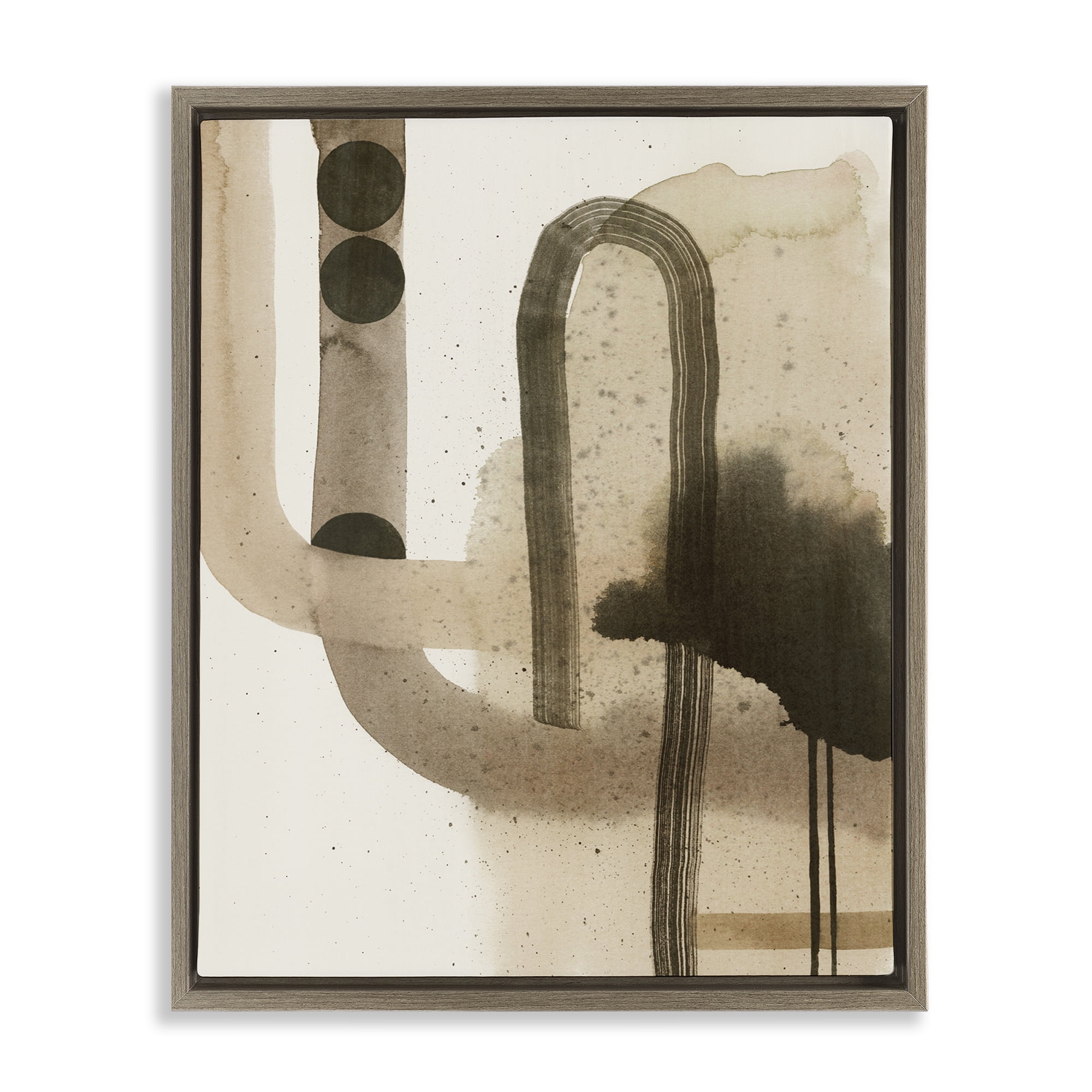 Stupell Industries Curved Neutral Arches Abstract Painting Brown Floater Framed Canvas Art Print Wall Art, 25 x 31