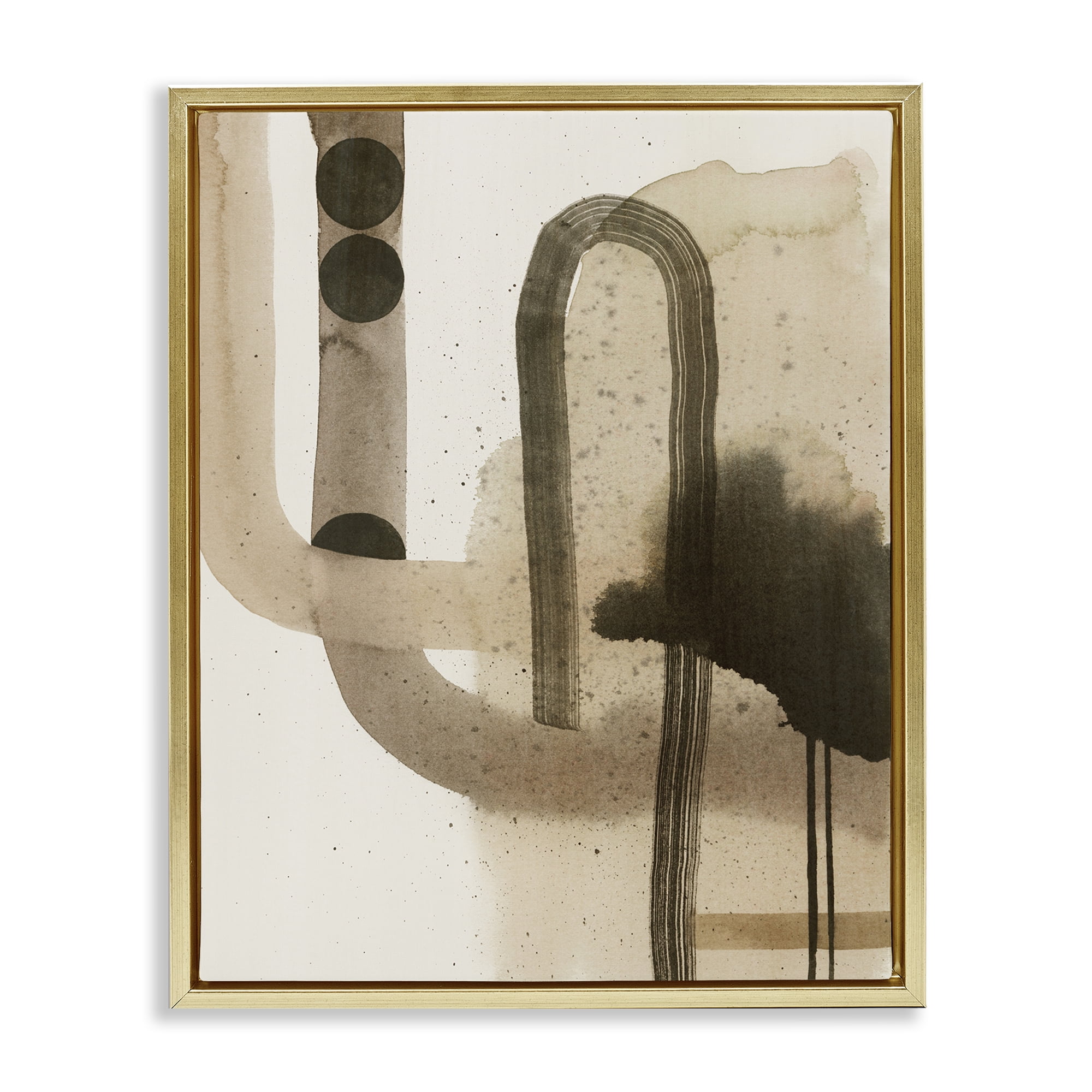 Stupell Industries Curved Neutral Arches Abstract Painting Gold Floater Framed Canvas Art Print Wall Art, 25 x 31
