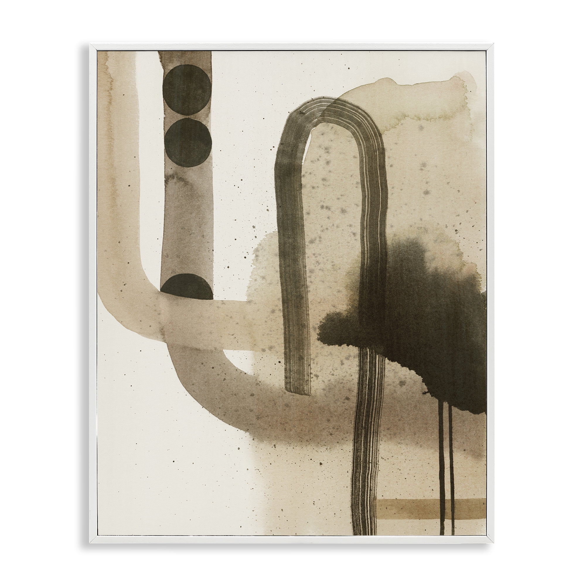 Stupell Industries Curved Neutral Arches Abstract Painting White Framed Art Print Wall Art, 24 x 30