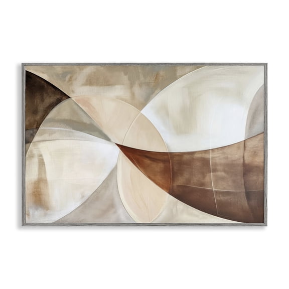 Stupell Industries Curved Neutral Tones Abstraction Abstract Painting Gray Framed Art Print Wall Art, 18 x 12