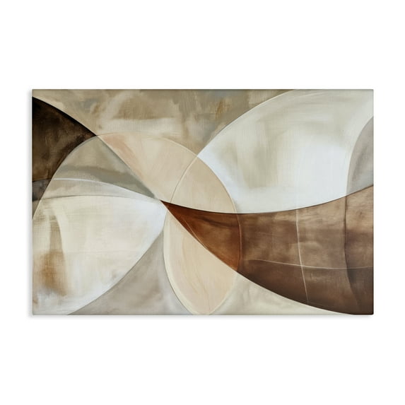 Stupell Industries Curved Neutral Tones Abstraction Abstract Painting Wrapped Canvas Canvas Art Print Wall Art, 24 x 16