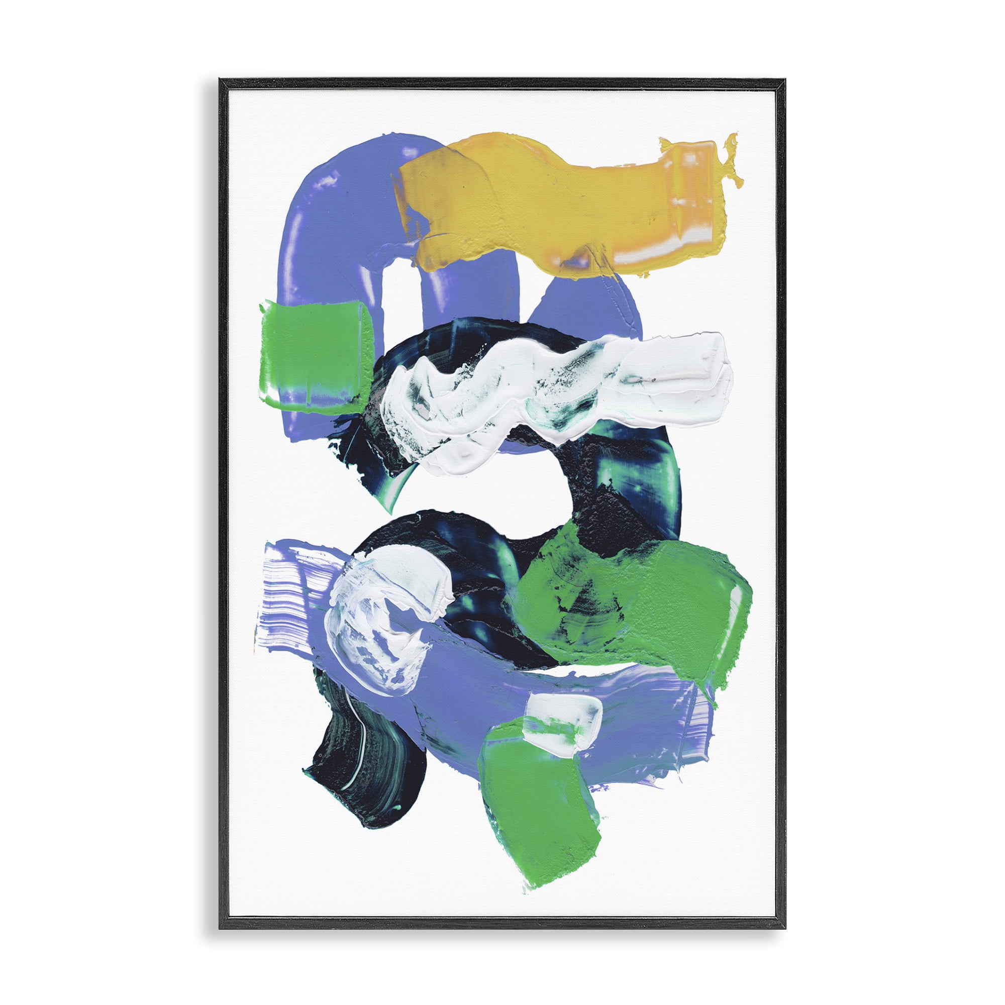 Stupell Industries Curved Paint Strokes Abstract Painting Black Framed Art Print Wall Art, 12 x 18
