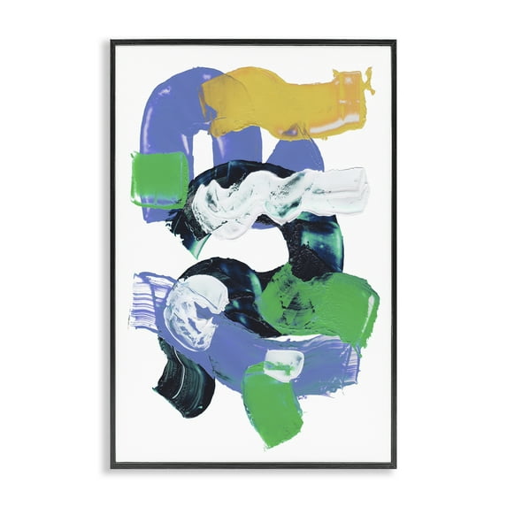 Stupell Industries Curved Paint Strokes Abstract Painting Black Framed Art Print Wall Art, 16 x 24