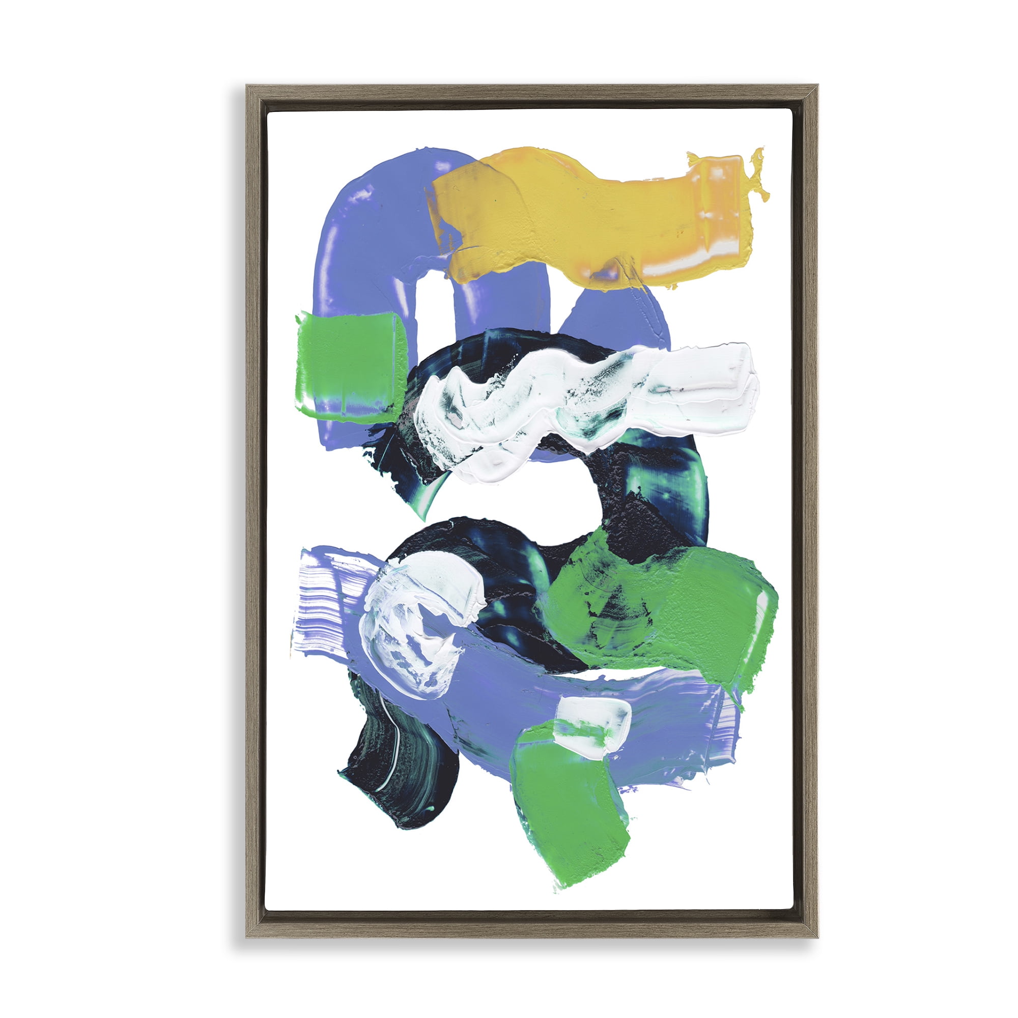 Stupell Industries Curved Paint Strokes Abstract Painting Brown Floater Framed Canvas Art Print Wall Art, 21 x 31