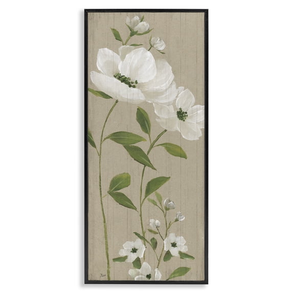 Stupell Industries Curved Poppy Blossoms Plants & Flowers Painting Black Framed Art Print Wall Art, 13 x 30
