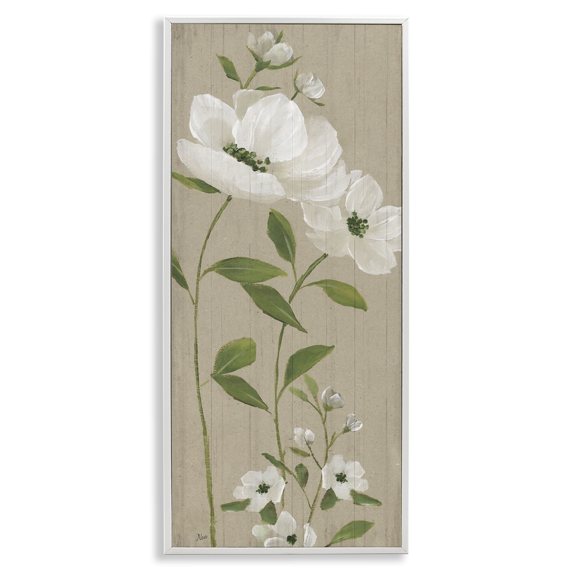 Stupell Industries Curved Poppy Blossoms Plants & Flowers Painting White Framed Art Print Wall Art, 10 x 24
