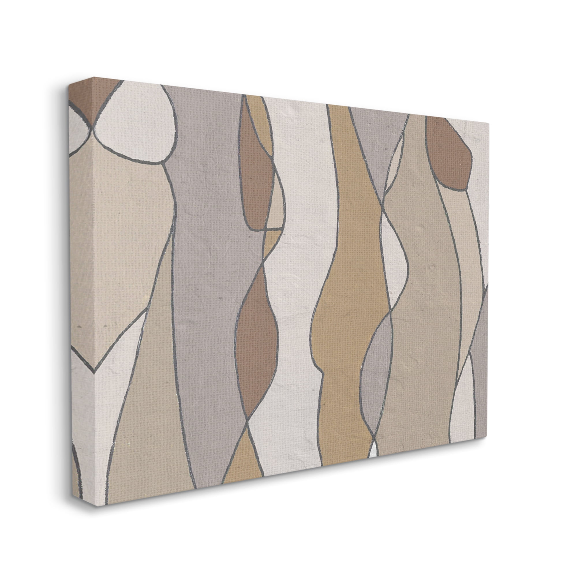 Stupell Industries Curved Shape Figures Abstraction Brown Beige Neutral Abstract Painting Gallery Wrapped Canvas Art Print Wall Art, 16 x 20