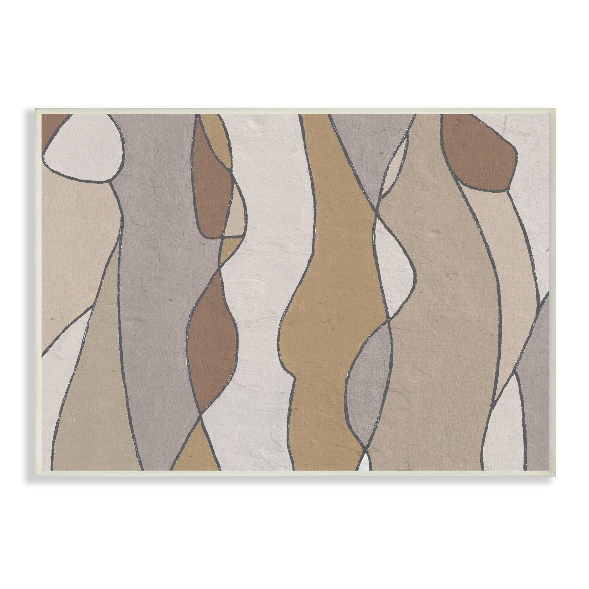 Stupell Industries Curved Shape Figures Abstraction Brown Beige Neutral Abstract Painting Unframed Art Print Wall Art, 10 x 15
