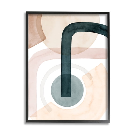 Stupell Industries Curved Shape Study Abstract Brown Blue Arches Abstract Painting Black Framed Art Print Wall Art, 11 x 14