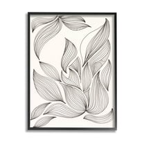 Stupell Industries Curved Stripes Pattern Botanical Design Graphic Art Black Framed Art Print Wall Art, Design by Regina Moore