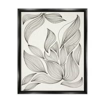 Stupell Industries Curved Stripes Pattern Botanical Design Graphic Art Jet Black Floating Framed Canvas Print Wall Art, Design by Regina Moore