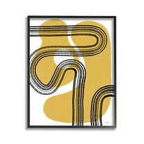 Stupell Industries Curved Stripes on Shapes Abstract Painting Black Framed Art Print Wall Art, 11 x 14