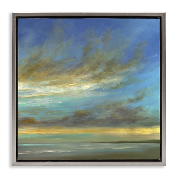 Stupell Industries Curved Sunlit Clouds Gray Framed Floater Canvas Wall Art design by Sheila Finch, 25 x 25