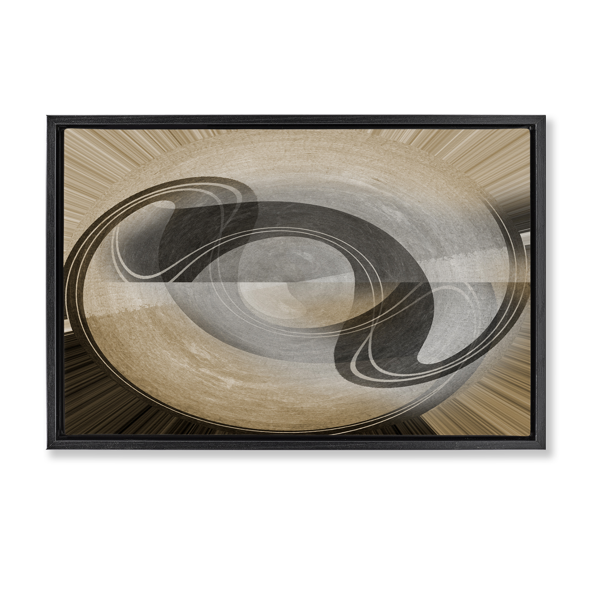 Stupell Industries Curved Swoop Shape Abstract Painting Black Floater Framed Canvas Art Print Wall Art, 31 x 21
