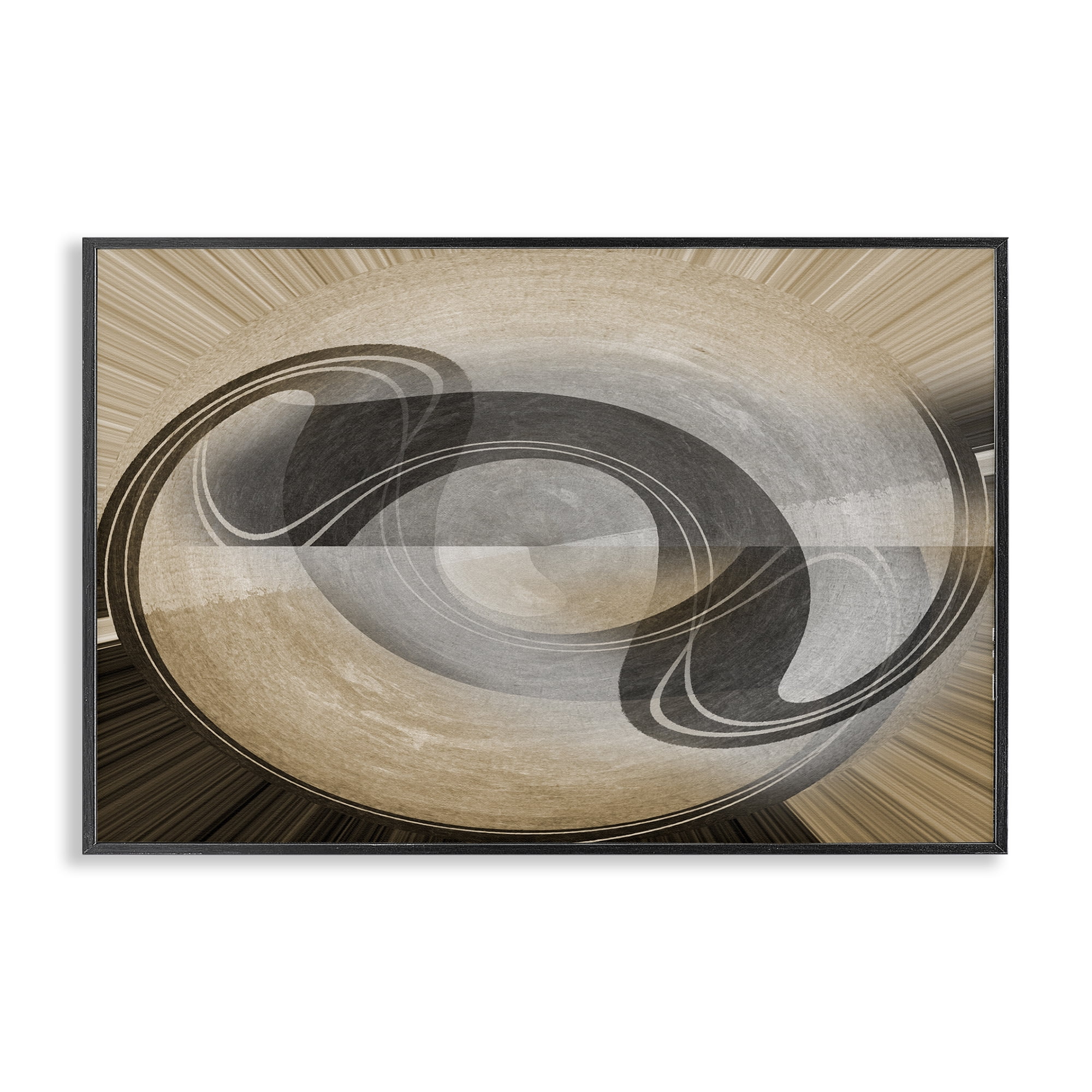 Stupell Industries Curved Swoop Shape Abstract Painting Black Framed Art Print Wall Art, 30 x 20