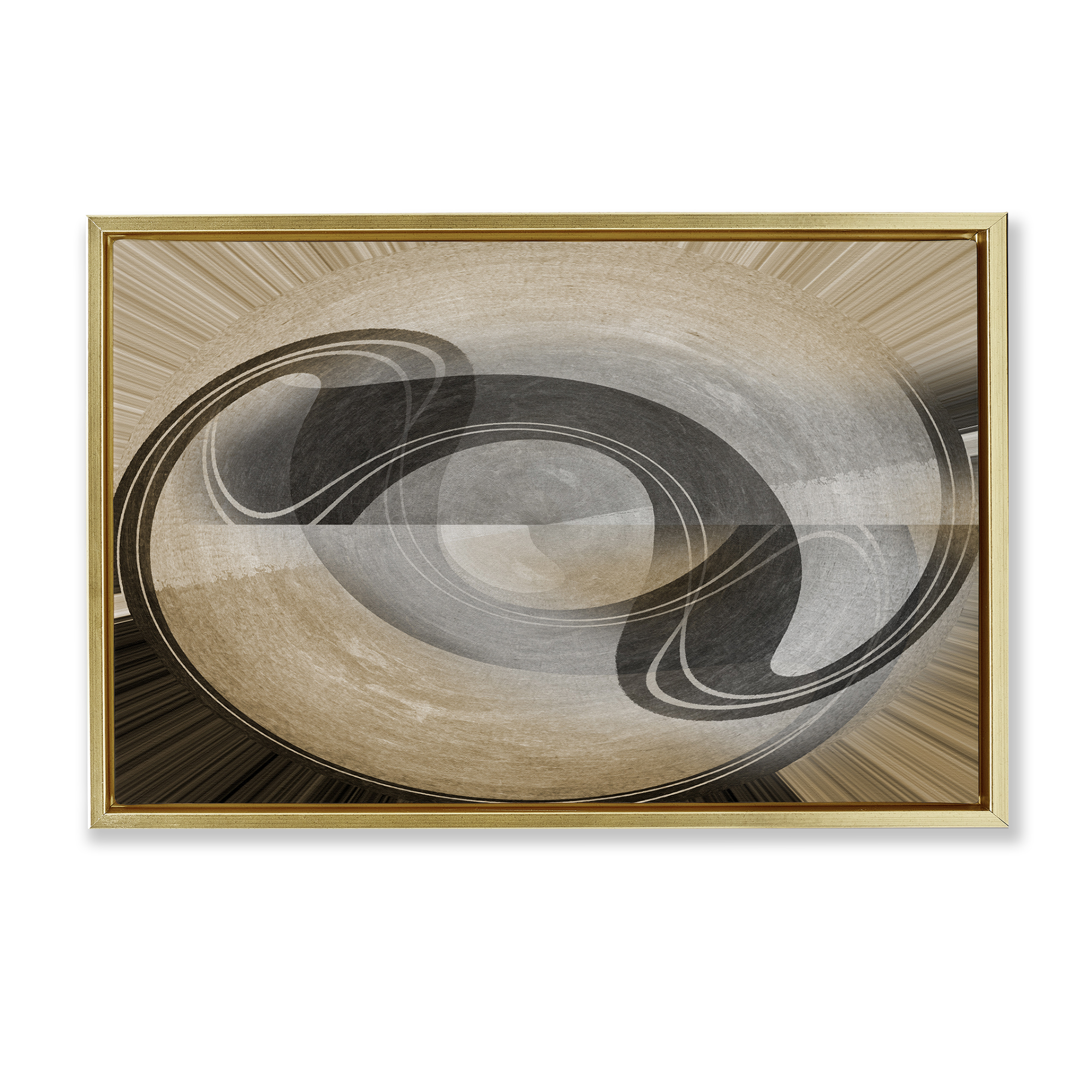 Stupell Industries Curved Swoop Shape Abstract Painting Gold Floater Framed Canvas Art Print Wall Art, 31 x 21