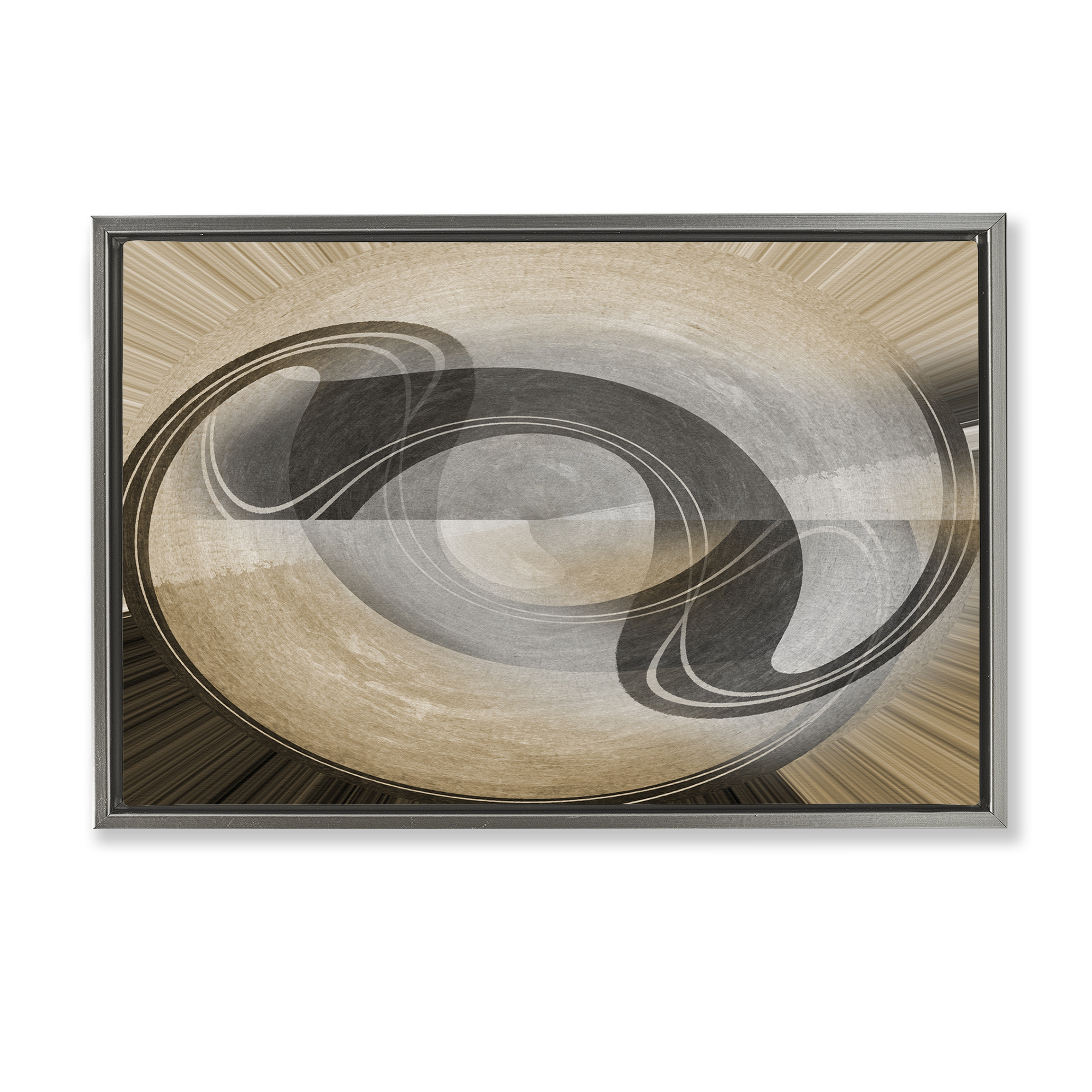 Stupell Industries Curved Swoop Shape Abstract Painting Gray Floater Framed Canvas Art Print Wall Art, 25 x 17