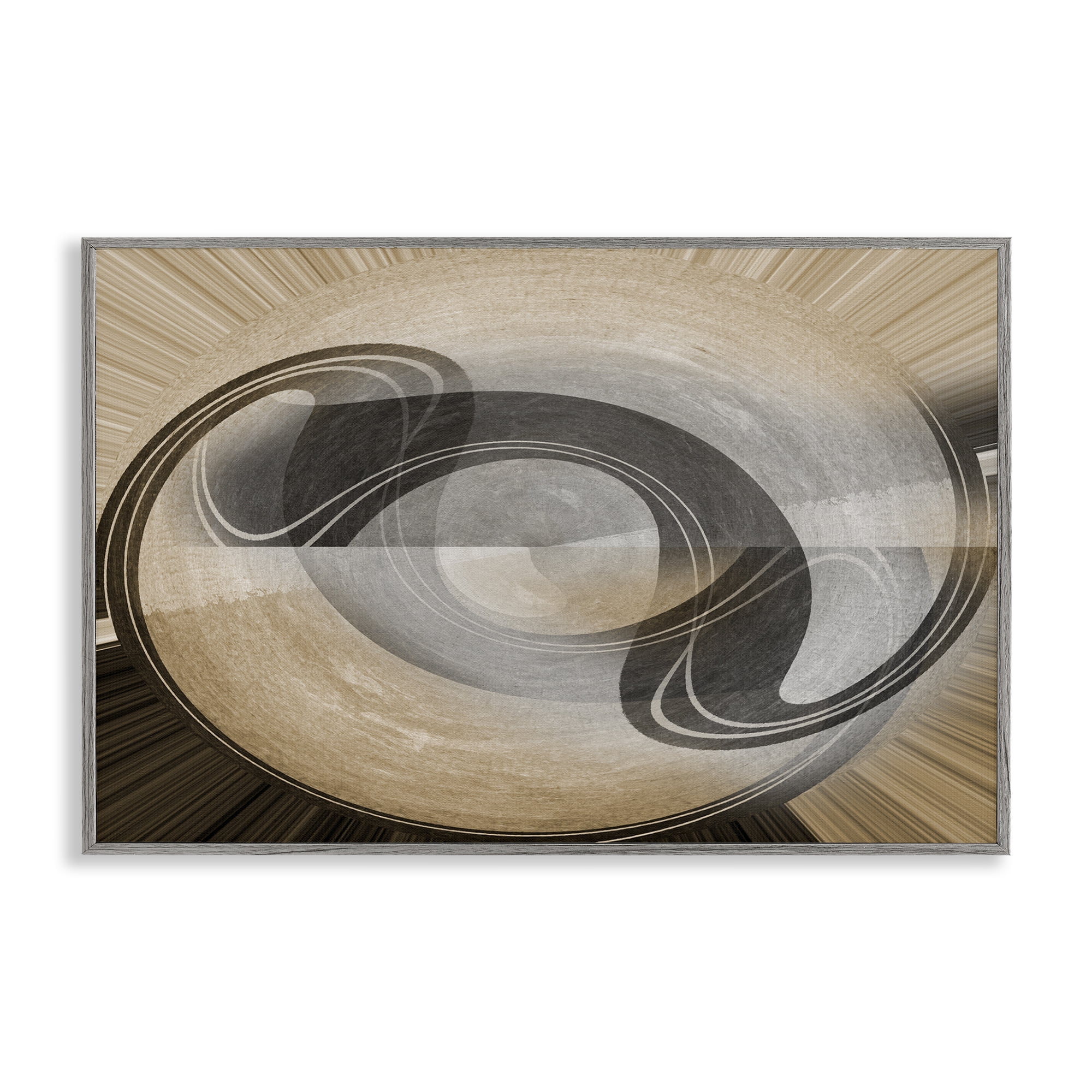 Stupell Industries Curved Swoop Shape Abstract Painting Gray Framed Art Print Wall Art, 24 x 16