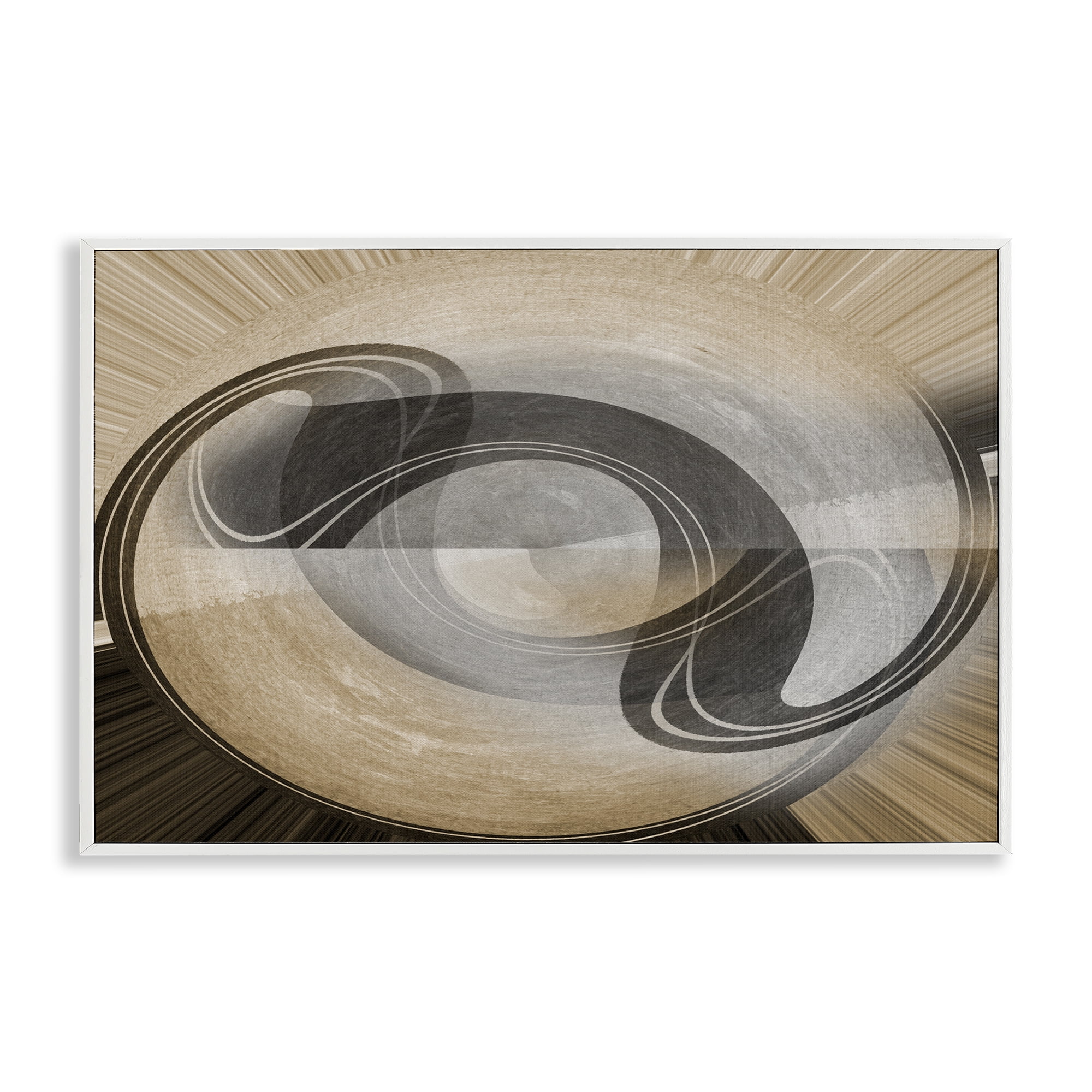Stupell Industries Curved Swoop Shape Abstract Painting White Framed Art Print Wall Art, 24 x 16