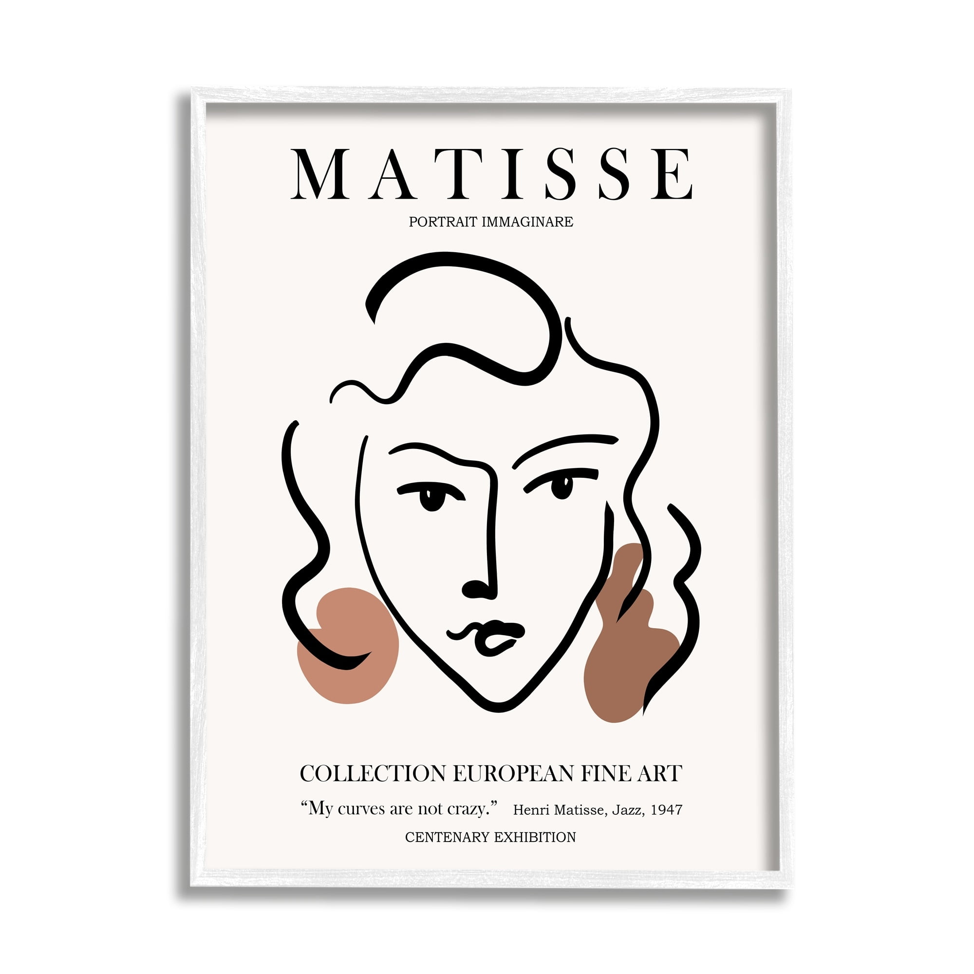 Stupell Industries Curves Not Crazy Matisse Exhibition Woman Face Lines Framed Wall Art, 11 x 14, Design by Ros Ruseva