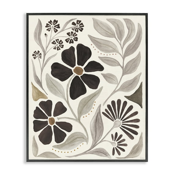 Stupell Industries Curving Boho Plants Botanical & Floral Painting Black Framed Art Print Wall Art, 16 x 20