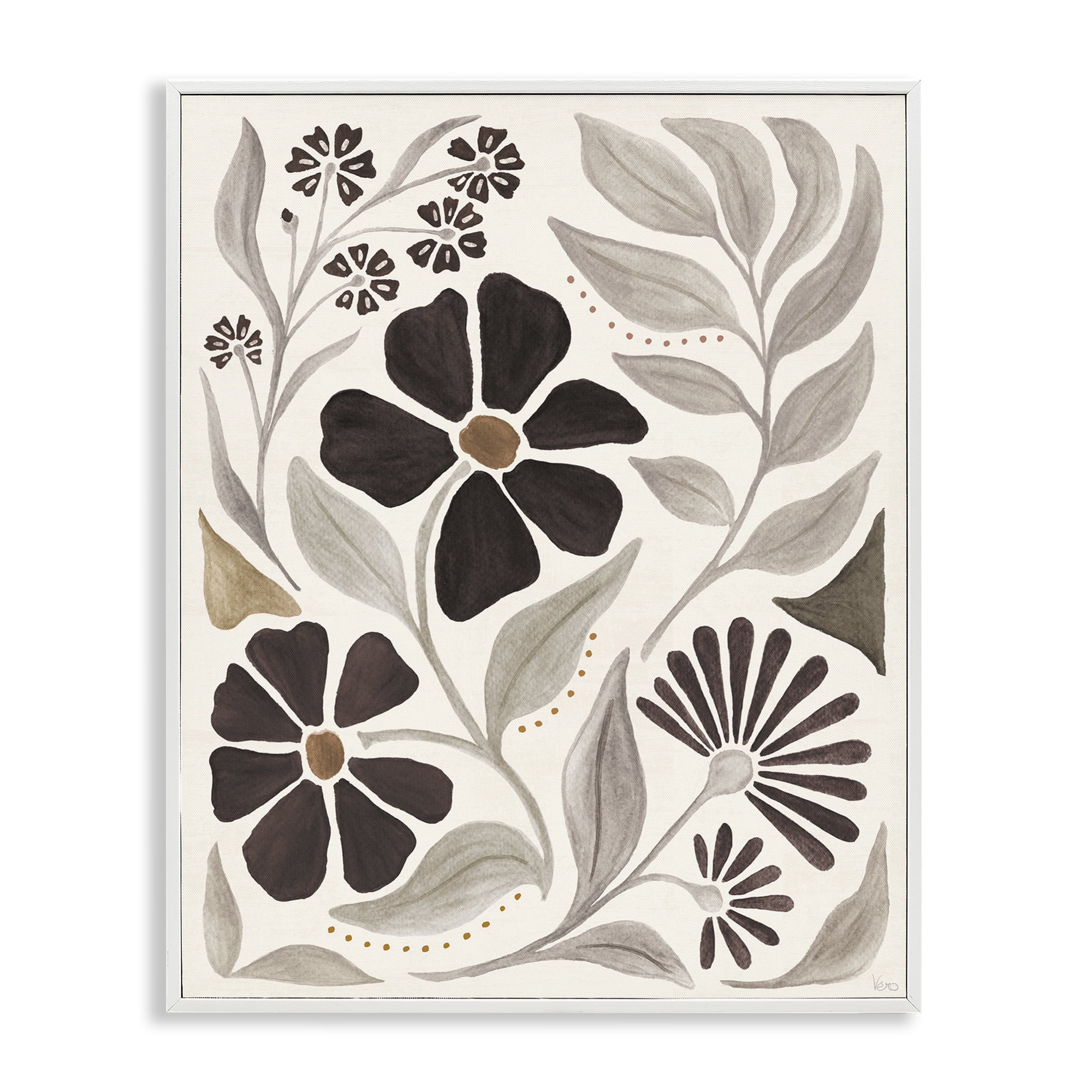 Stupell Industries Curving Boho Plants Botanical & Floral Painting White Framed Art Print Wall Art, 16 x 20