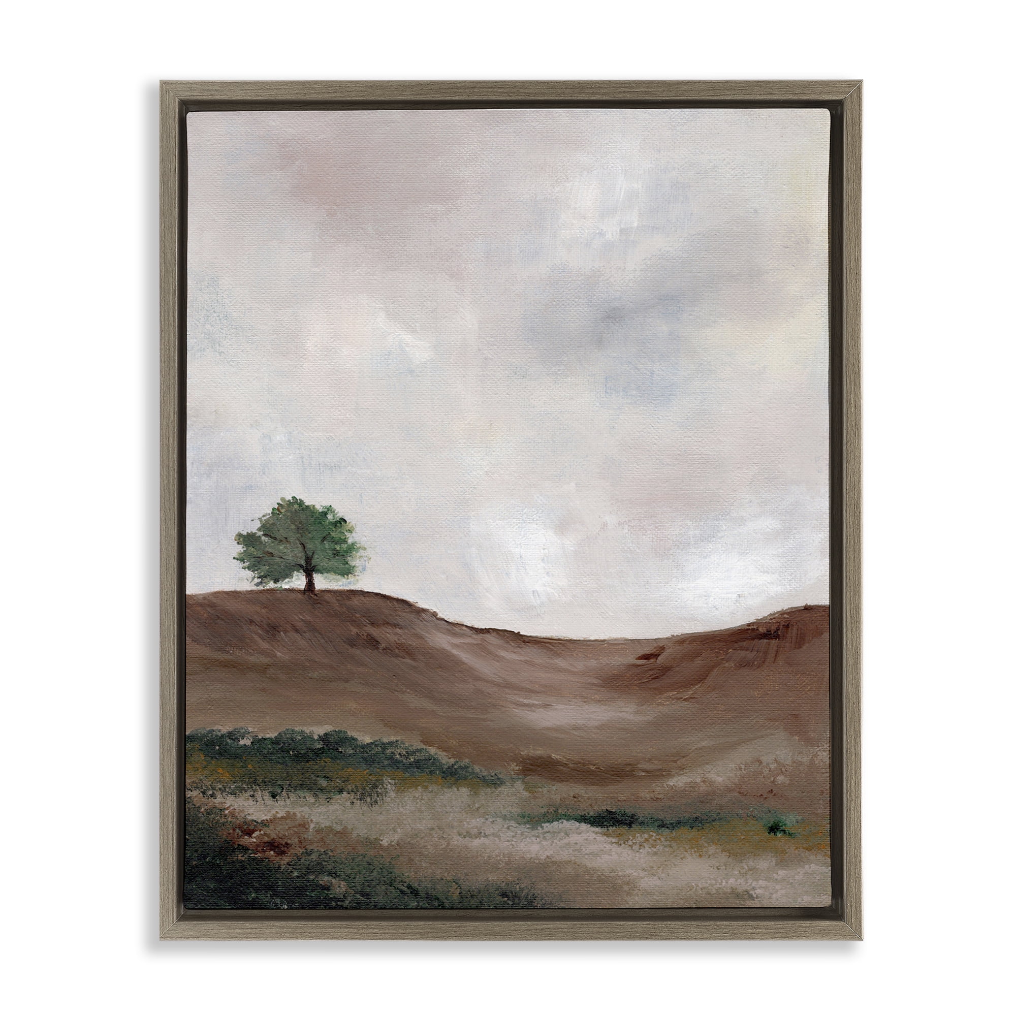 Stupell Industries Curving Desert Hill Landscape & Nature Painting Brown Floater Framed Canvas Art Print Wall Art, 17 x 21