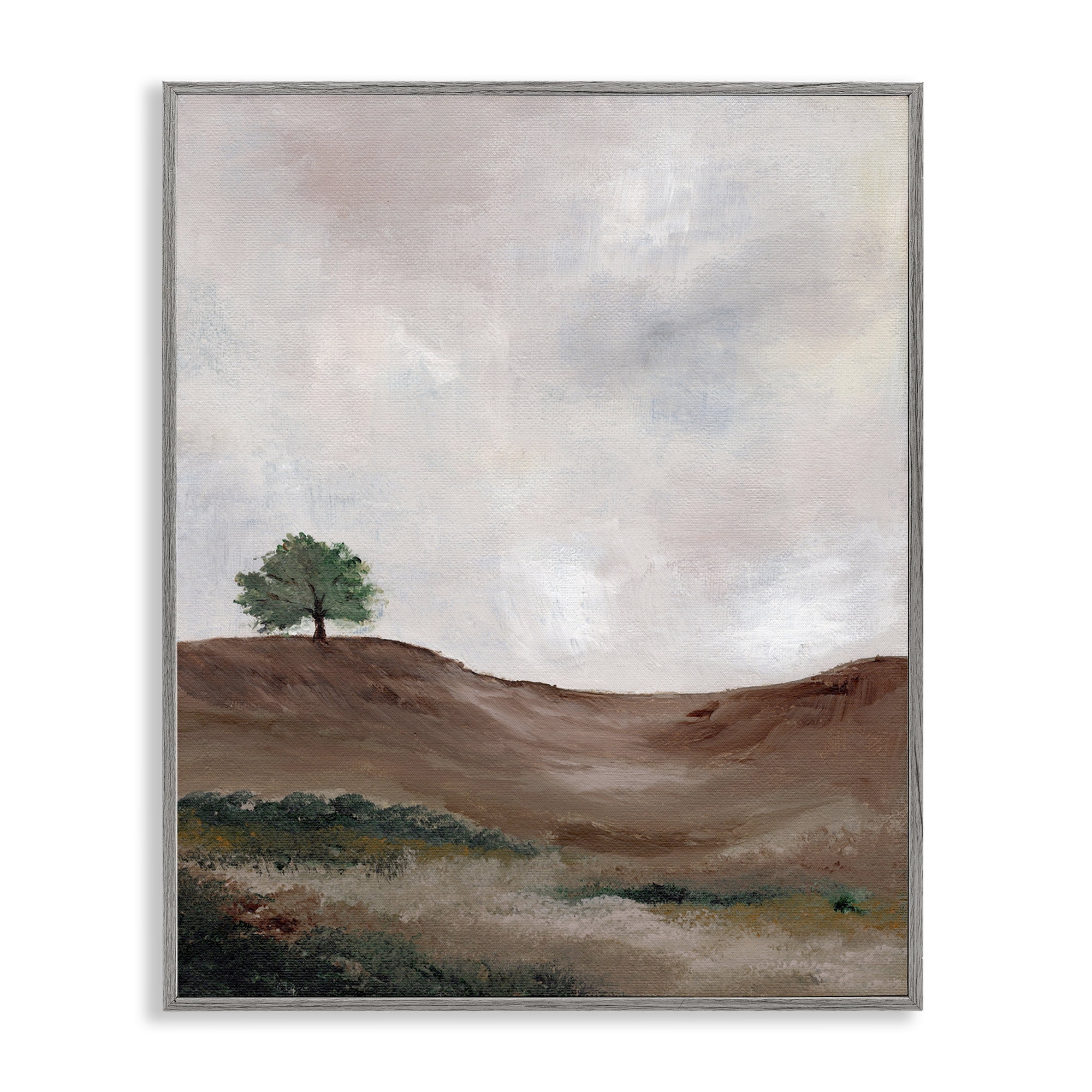 Stupell Industries Curving Desert Hill Landscape & Nature Painting Gray Framed Art Print Wall Art, 24 x 30