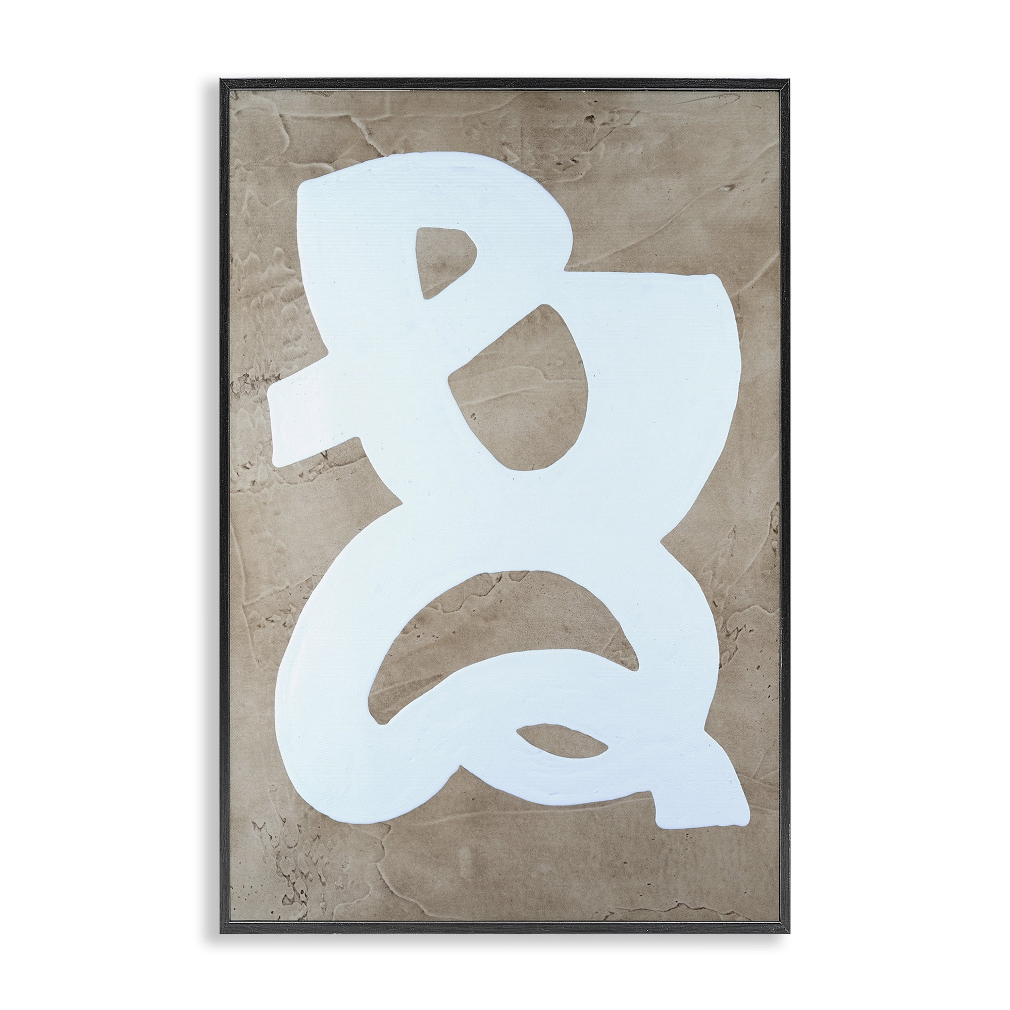 Stupell Industries Curving Form over Beige Abstract Painting Black Framed Art Print Wall Art, 12 x 18