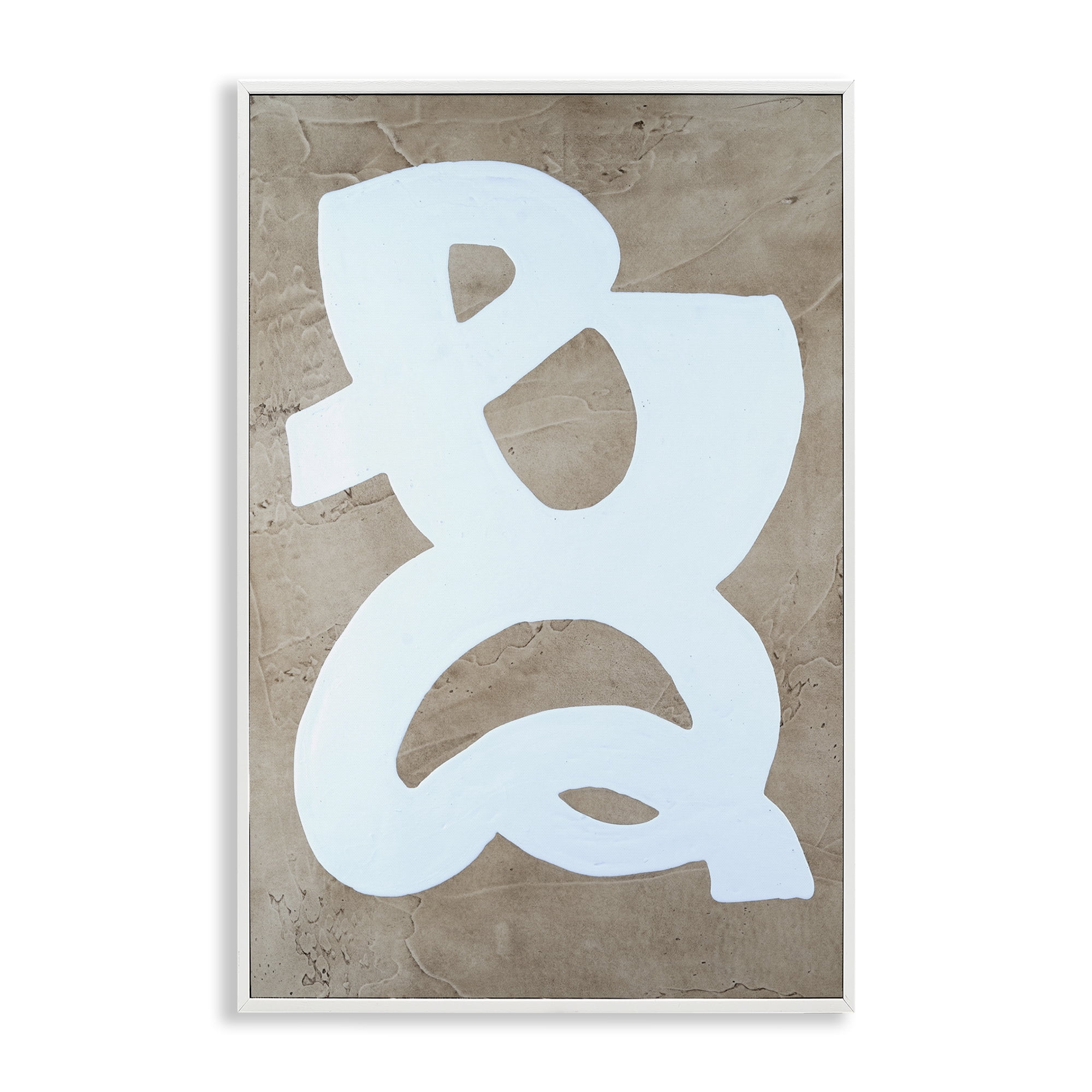 Stupell Industries Curving Form over Beige Abstract Painting White Framed Art Print Wall Art, 16 x 24
