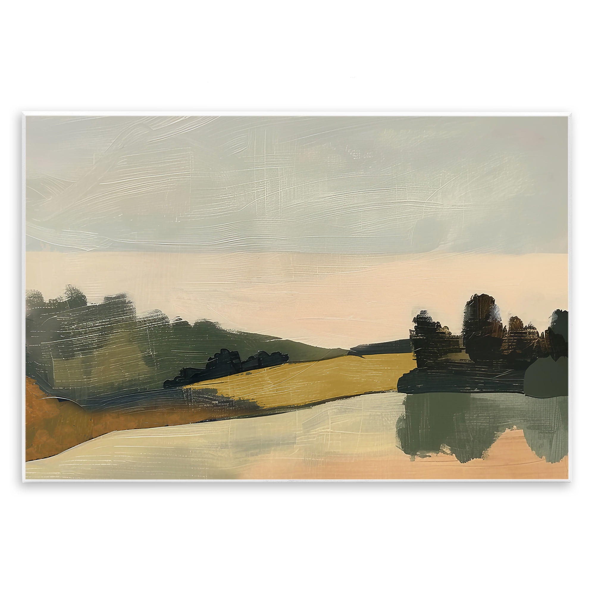 Stupell Industries Curving Green Hills Landscape & Nature Painting Unframed Art Print Wall Art, 19 x 13
