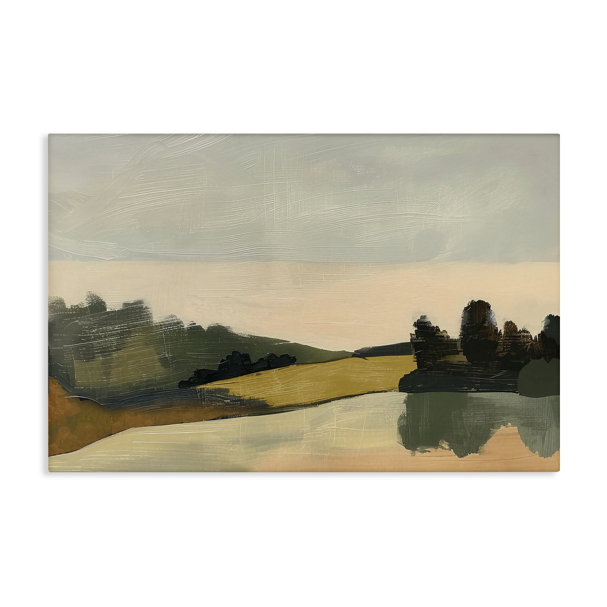Stupell Industries Curving Green Hills Landscape & Nature Painting Wrapped Canvas Art Print Wall Art, 36 x 24