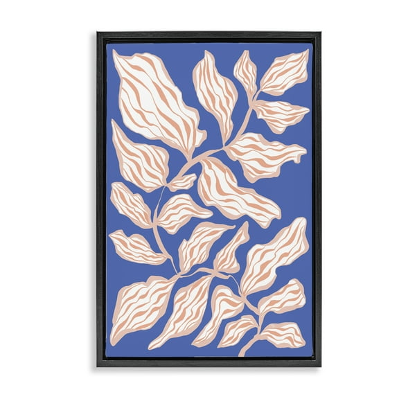 Stupell Industries Curving Leaves Impression Botanical & Floral Painting Black Floater Framed Art Print Wall Art, 17 x 25
