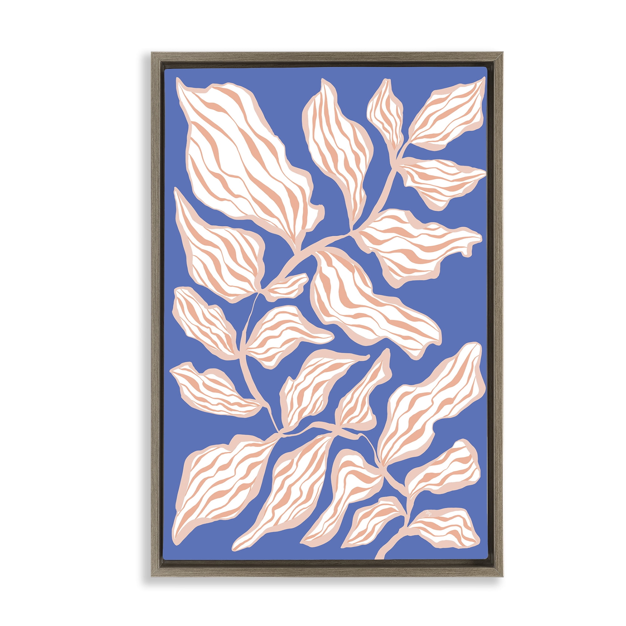 Stupell Industries Curving Leaves Impression Botanical & Floral Painting Brown Floater Framed Art Print Wall Art, 21 x 31