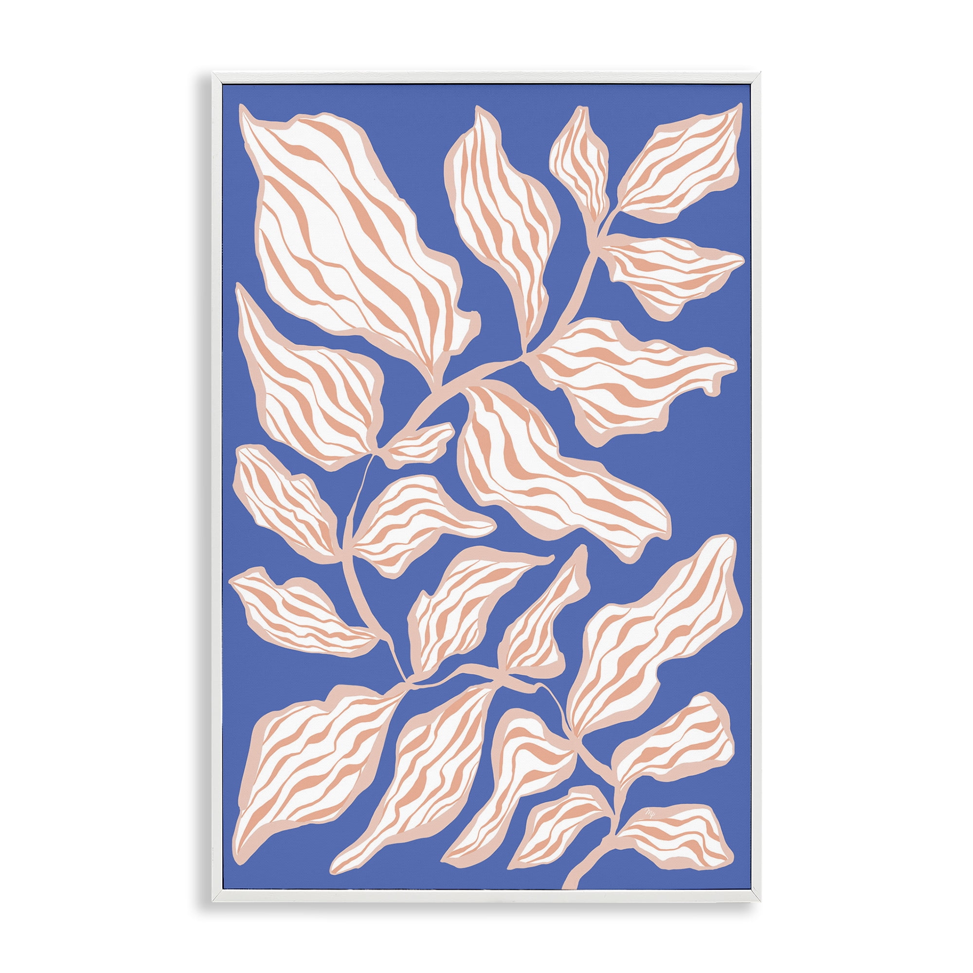Stupell Industries Curving Leaves Impression Botanical & Floral Painting White Framed Art Print Wall Art, 16 x 24