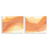 Stupell Industries Curving Orange Waves Abstract Painting Unframed Art Print Wall Art, 14 x 11, Set of 2